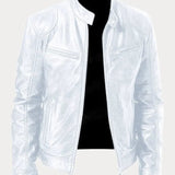 Leather Jacket with Zip Pockets Men