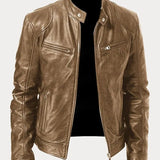 Leather Jacket with Zip Pockets Men