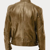 Leather Jacket with Zip Pockets Men
