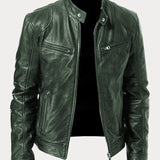 Leather Jacket with Zip Pockets Men
