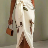 Floral Wrap Midi Dress with Tie Waist and V-Neck