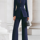 Tailored Blazer Suit Set with Flared Pants