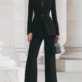Tailored Blazer Suit Set with Flared Pants