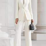 Tailored Blazer Suit Set with Flared Pants