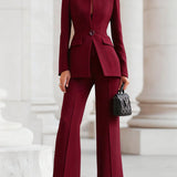 Tailored Blazer Suit Set with Flared Pants