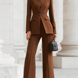 Tailored Blazer Suit Set with Flared Pants
