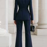 Tailored Blazer Suit Set with Flared Pants