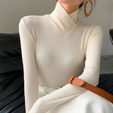 Slim Ribbed Turtleneck Sweater with Long Sleeves