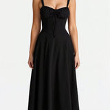 Corset Midi Dress with Sweetheart Neckline and Side Slit