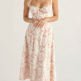 Corset Midi Dress with Sweetheart Neckline and Side Slit