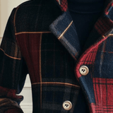 Plaid Patchwork Jacket with Button Front and Lapel Collar