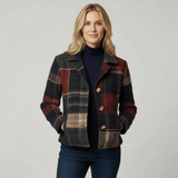 Plaid Patchwork Jacket with Button Front and Lapel Collar