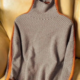 Contrast Sleeve Turtleneck Sweater