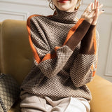 Contrast Sleeve Turtleneck Sweater