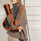 Contrast Sleeve Turtleneck Sweater