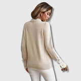 Lace Trim Knit Sweater with Round Neck