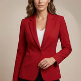 Women’s Tailored Blazer with Lapel Collar and Button Closure