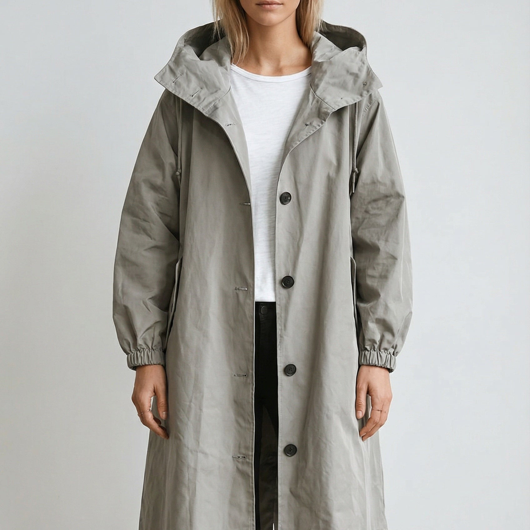 Trench Coat with Belt and Lapel Collar