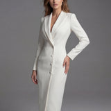 Tailored Blazer Midi Dress with Button Front