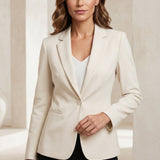 Women’s Tailored Blazer with Lapel Collar and Button Closure