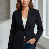 Women’s Tailored Blazer with Lapel Collar and Button Closure