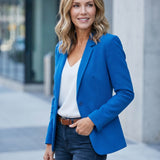 Women’s Tailored Blazer with Lapel Collar and Button Closure