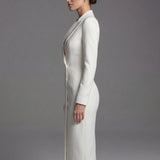 Tailored Blazer Midi Dress with Button Front