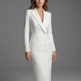 Tailored Blazer Midi Dress with Button Front