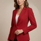 Women’s Tailored Blazer with Lapel Collar and Button Closure