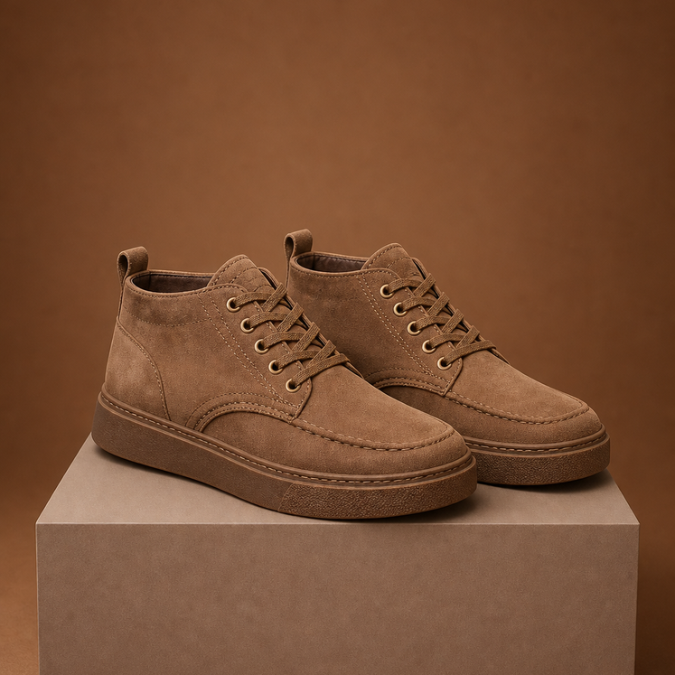 Men's Mid-Top Lace-Up Boots with Round Toe