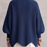 Oversized Button-Front Cardigan with Collar and Balloon Sleeves