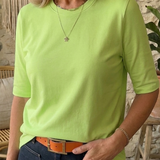 Round Neck Blouse with Half Sleeves and Straight Hem