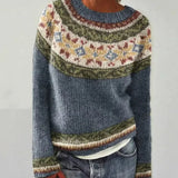 Multicolor Knit Sweater with Crew Neck