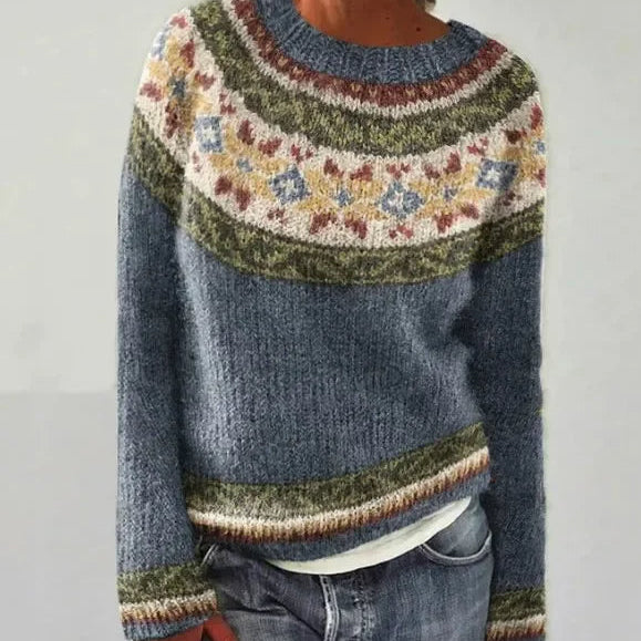 Multicolor Knit Sweater with Crew Neck