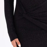 Off-Shoulder Ruched Glitter Maxi Dress