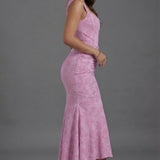Corset Mermaid Maxi Dress Women Floral Ruched Wedding Guest Dress