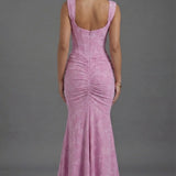 Corset Mermaid Maxi Dress Women Floral Ruched Wedding Guest Dress