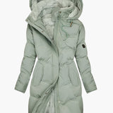 Hooded Puffer Coat with Sherpa-Lined Hood and Zip Front