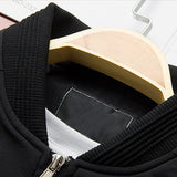 Stand Collar Bomber Jacket with Zip Front and Sleeve Pocket