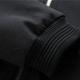 Stand Collar Bomber Jacket with Zip Front and Sleeve Pocket