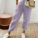 Maelle | Striped Linen Jogger Pants Women Summer Relaxed Casual