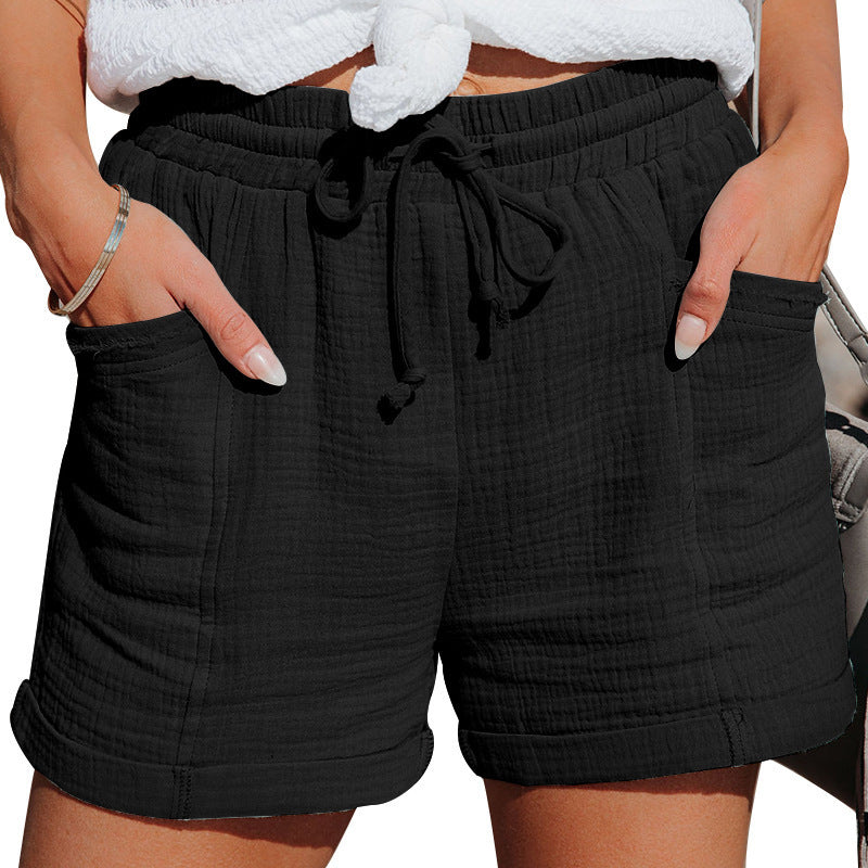 Zeline | Cotton Drawstring Shorts Women Summer Relaxed Casual