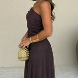 Off-Shoulder Mesh Maxi Wedding Guest Dress
