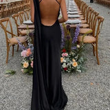 One-Shoulder Maxi Dress with Cape Sleeve