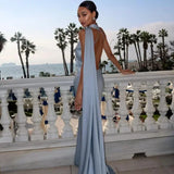 One-Shoulder Maxi Dress with Cape Sleeve
