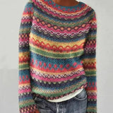 Multicolor Knit Sweater with Crew Neck