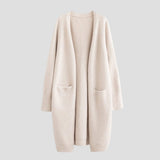 Long Open Front Cardigan with Patch Pockets for Everyday Casual Wear