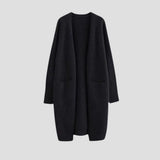 Long Open Front Cardigan with Patch Pockets for Everyday Casual Wear