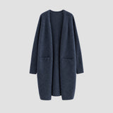 Long Open Front Cardigan with Patch Pockets for Everyday Casual Wear