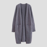 Long Open Front Cardigan with Patch Pockets for Everyday Casual Wear